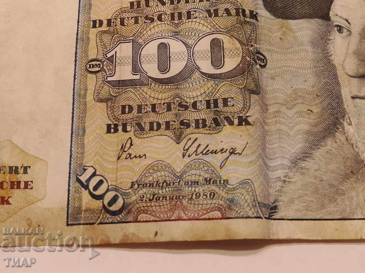 100 марки Западна Германия 1980г с цена € 26.00 | 50.85 лв.
