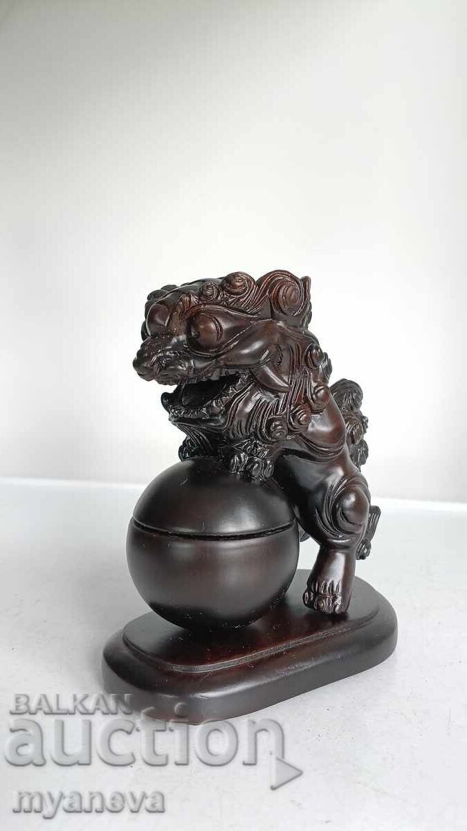 Кадилница за тамян от палисандрово дърво с куче Фу - 5
