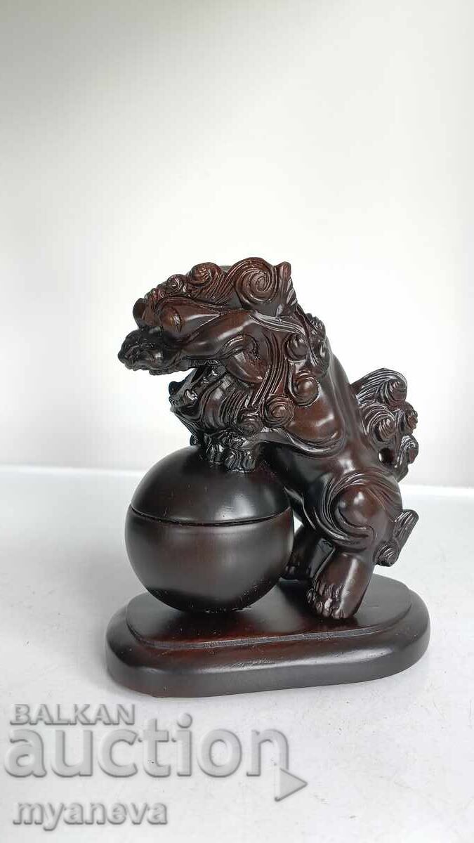 Кадилница за тамян от палисандрово дърво с куче Фу - 7