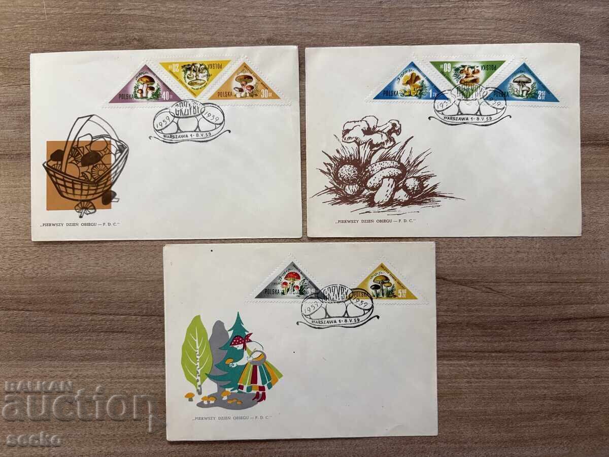 Πολωνία - Σετ φακέλων πρώτης ημέρας - Μανιτάρια (1959)