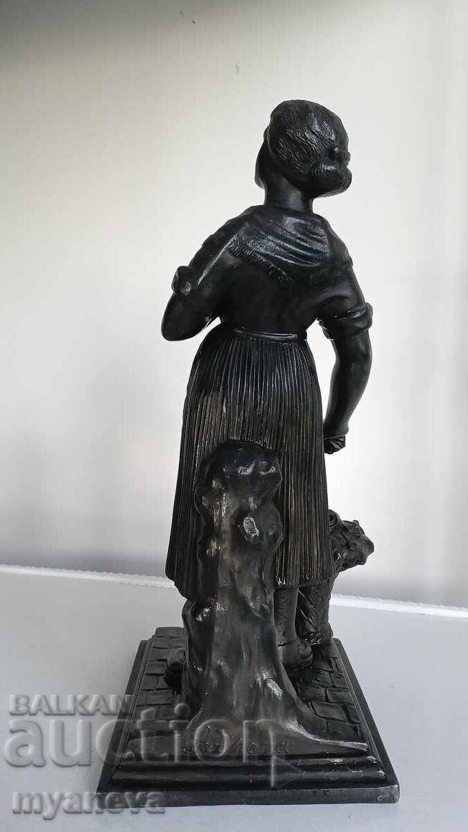 Livrarea Statuetă franceză din metal, antică, în stil romantic