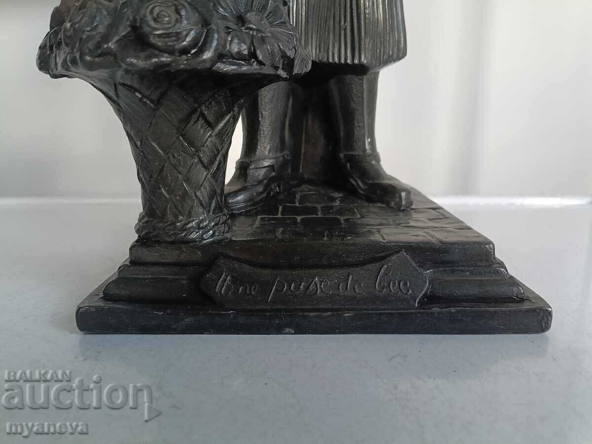 Statuetă franceză din metal, antică, în stil romantic - 6