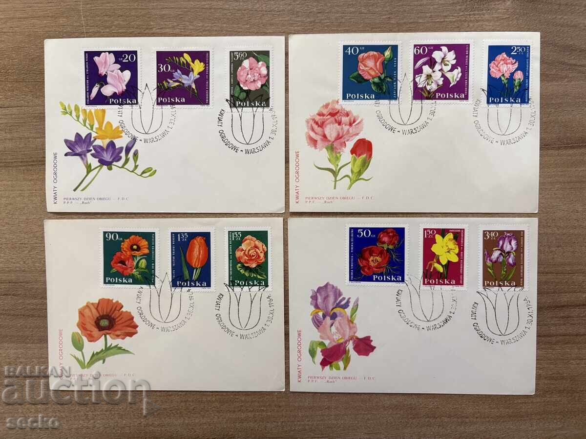 Polonia - Set plicuri prima zi - Flori de grădină (1964) Polonia - Set plicuri prima zi - Flori de grădină (1964)