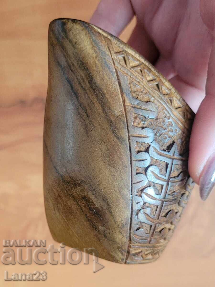 Vintage ξύλινο ποτήρι, ξύλο τικ - 5