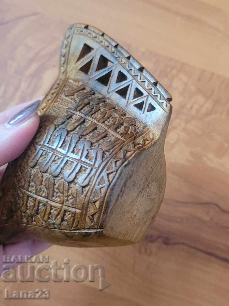 Vintage ξύλινο ποτήρι, ξύλο τικ - 6