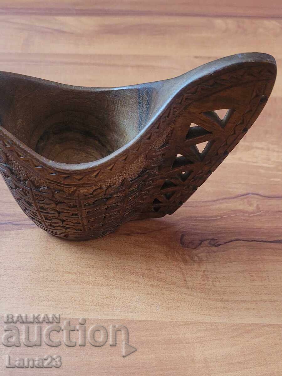 Vintage ξύλινο ποτήρι, ξύλο τικ - 7