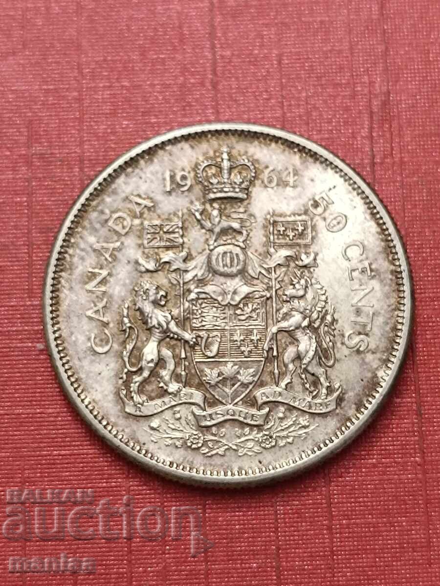 50 цента 1964 г Канада Сребро 50 цента 1964 г Канада Сребро