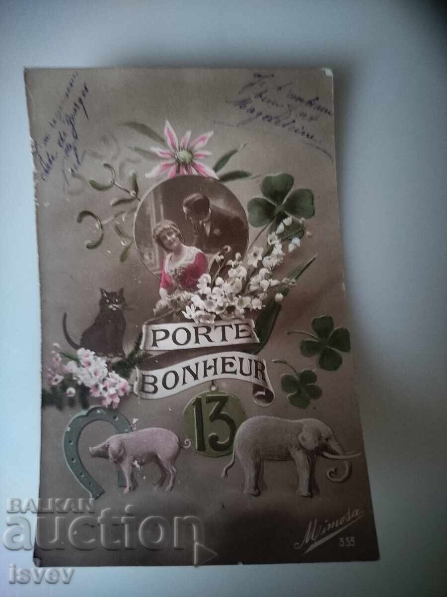 Licitație Veche vedere poștală franceză norocoasă din jurul anului 1915