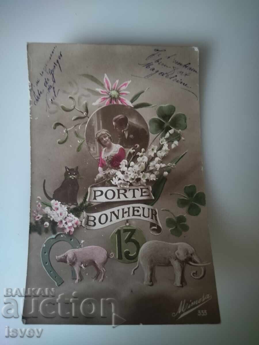 Veche vedere poștală franceză norocoasă din jurul anului 1915