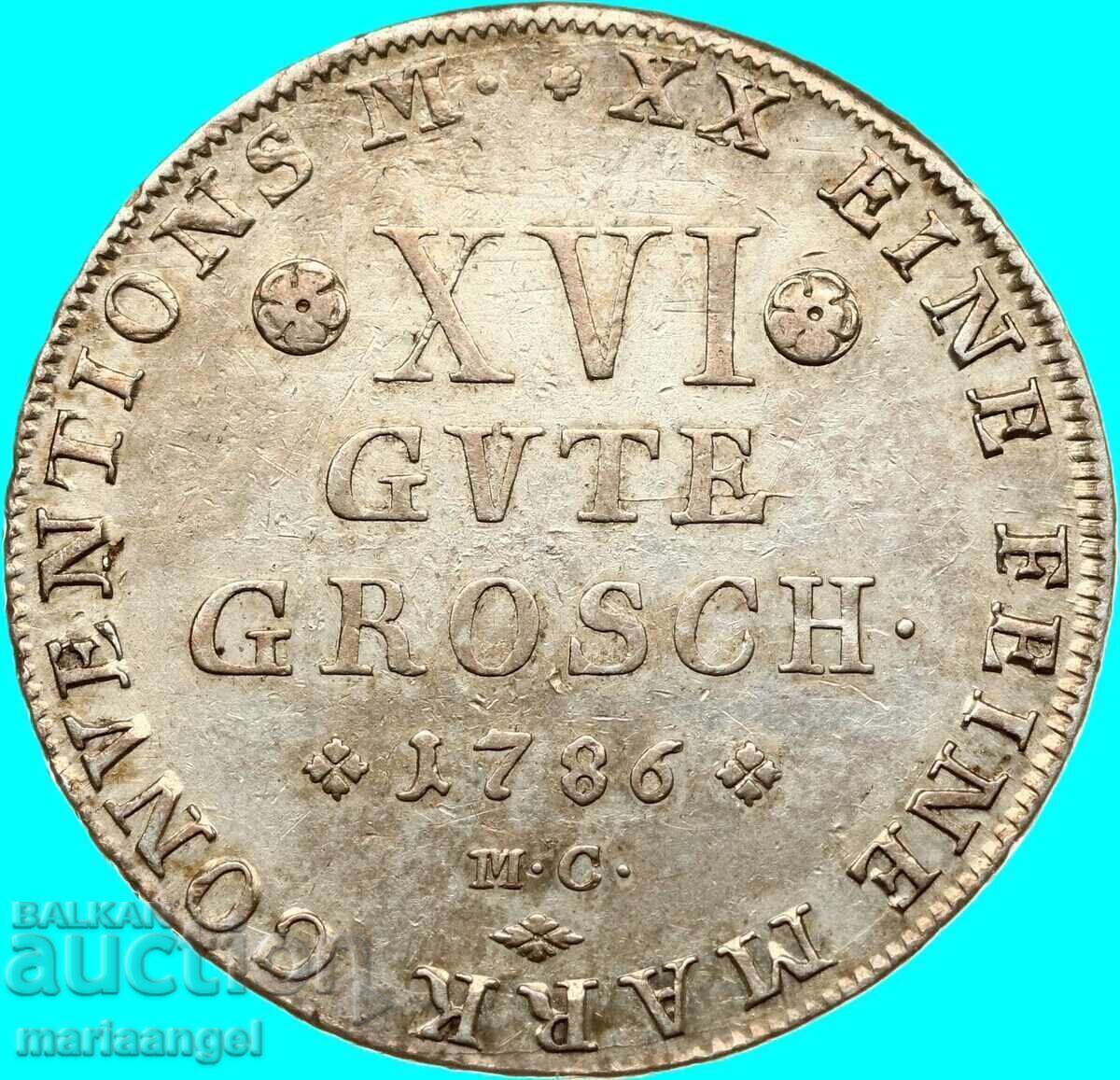 Auction  1/3 Thaler XVI good groschen 1786 Germany Brunswick silver
