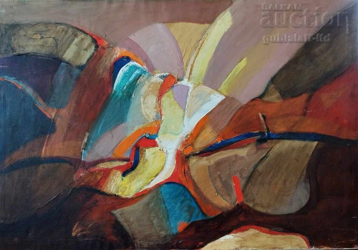 Tablou, abstracție, pictor K. Kalchev, 1989
