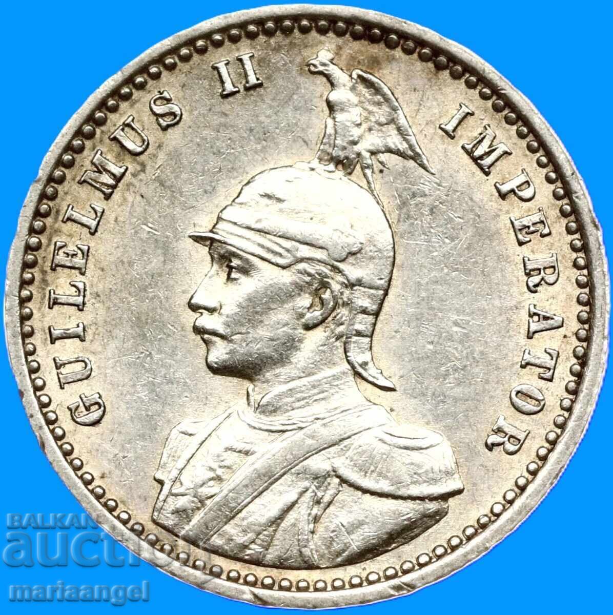 1/4 Рупия 1891 Германия Източна Африка 2.91г Вилхелм II Ag - 5