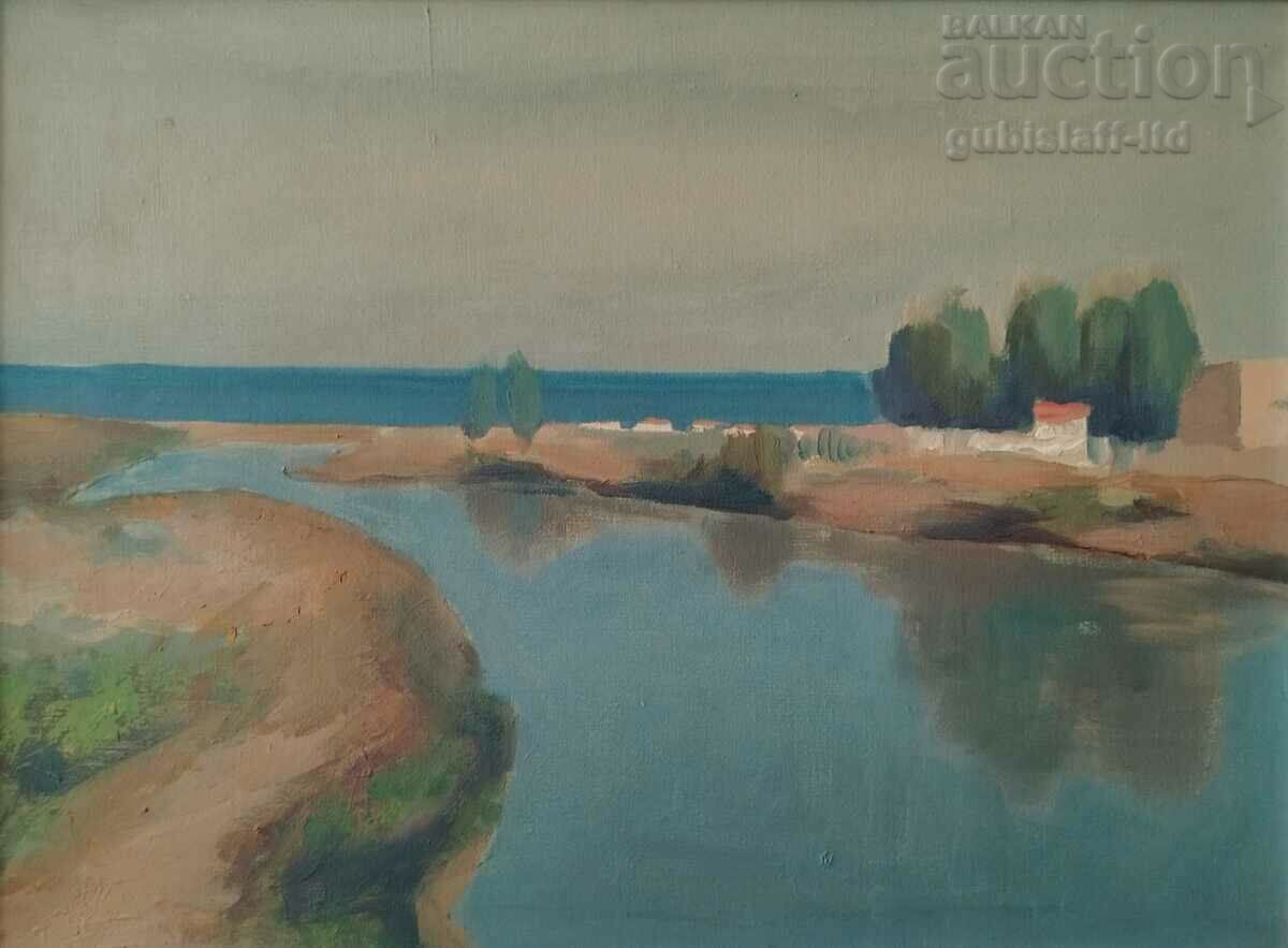 Pictură, peisaj, mare, anii 1960. cu preț € 100.00 | 195.58 BGN