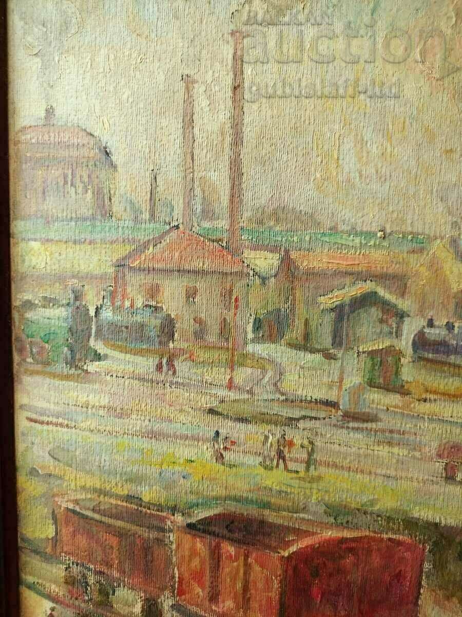 Доставка на Картина, "София-старата жп гара", худ. Г. Лозев, 1960 г.