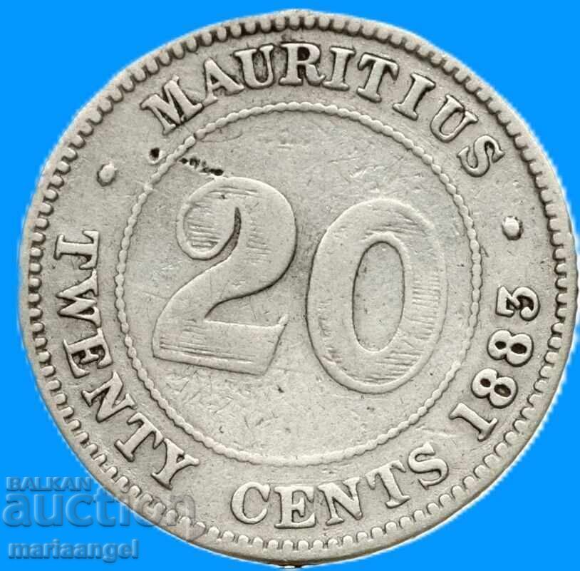 Mauritius 1883 20 Cents Victoria Colonial England Silver with price € 9.90 | 19.36 BGN