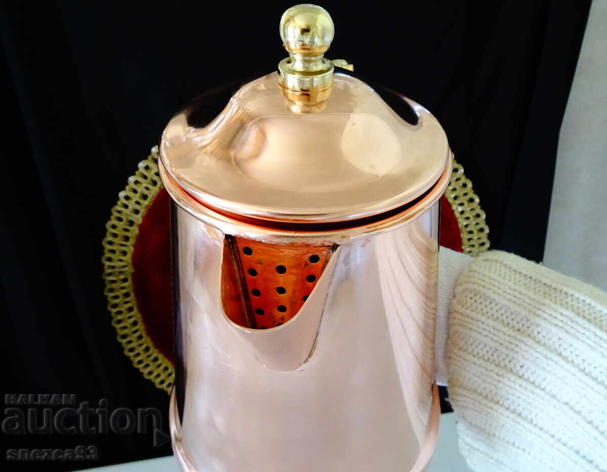 Livrarea Cană din cupru cu capac, ceainic din cupru, cupru roșu pur, ștampilă