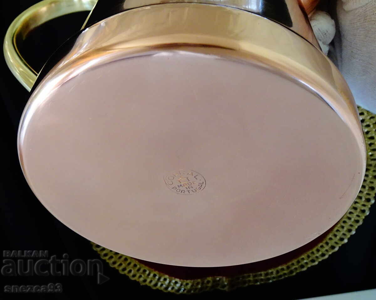 Cană din cupru cu capac, ceainic din cupru, cupru roșu pur, ștampilă - 7