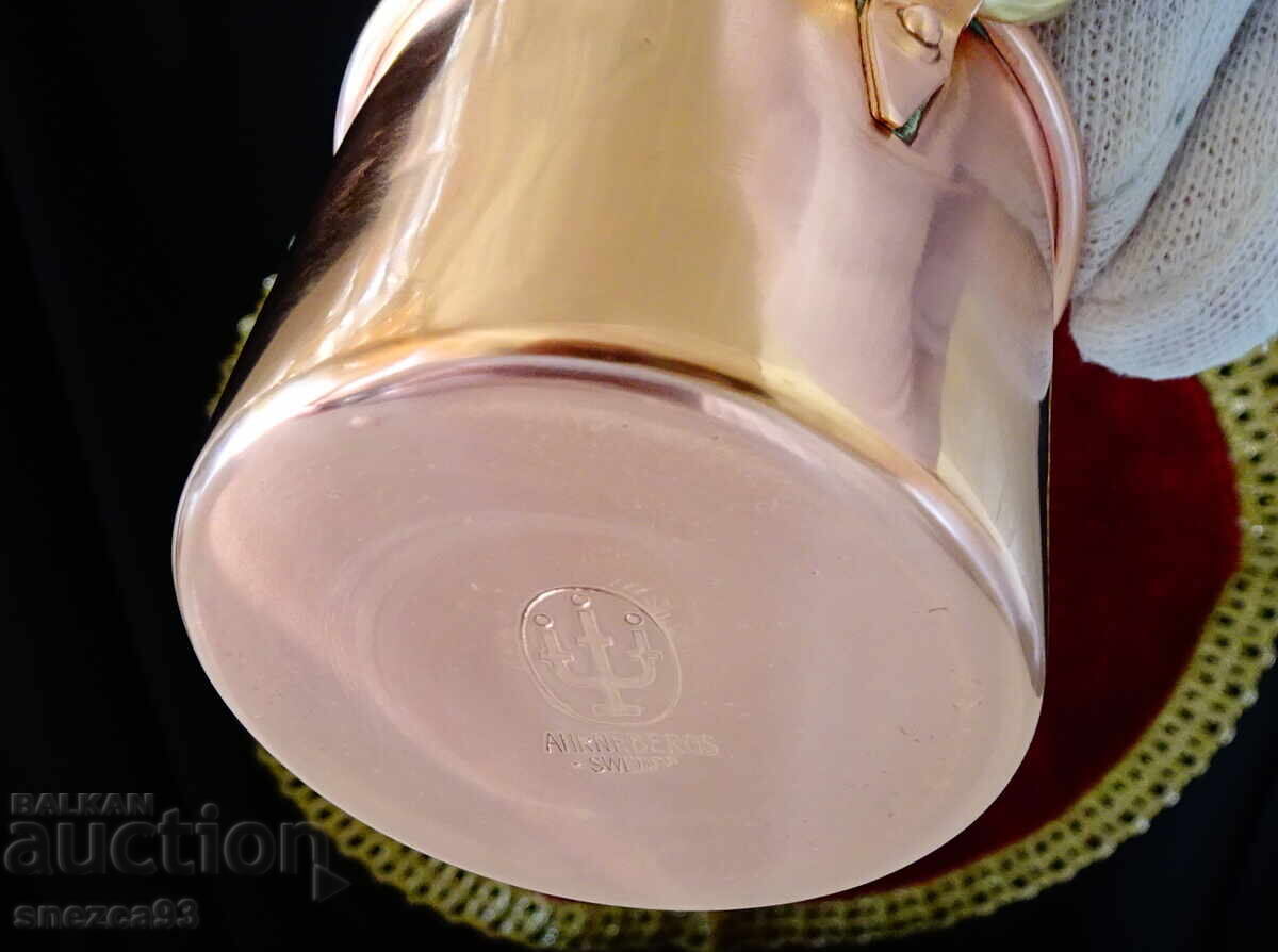 Σουηδικό χάλκινο ποτήρι κρασιού, καθαρός κόκκινος χαλκός, σφραγίδα - 6