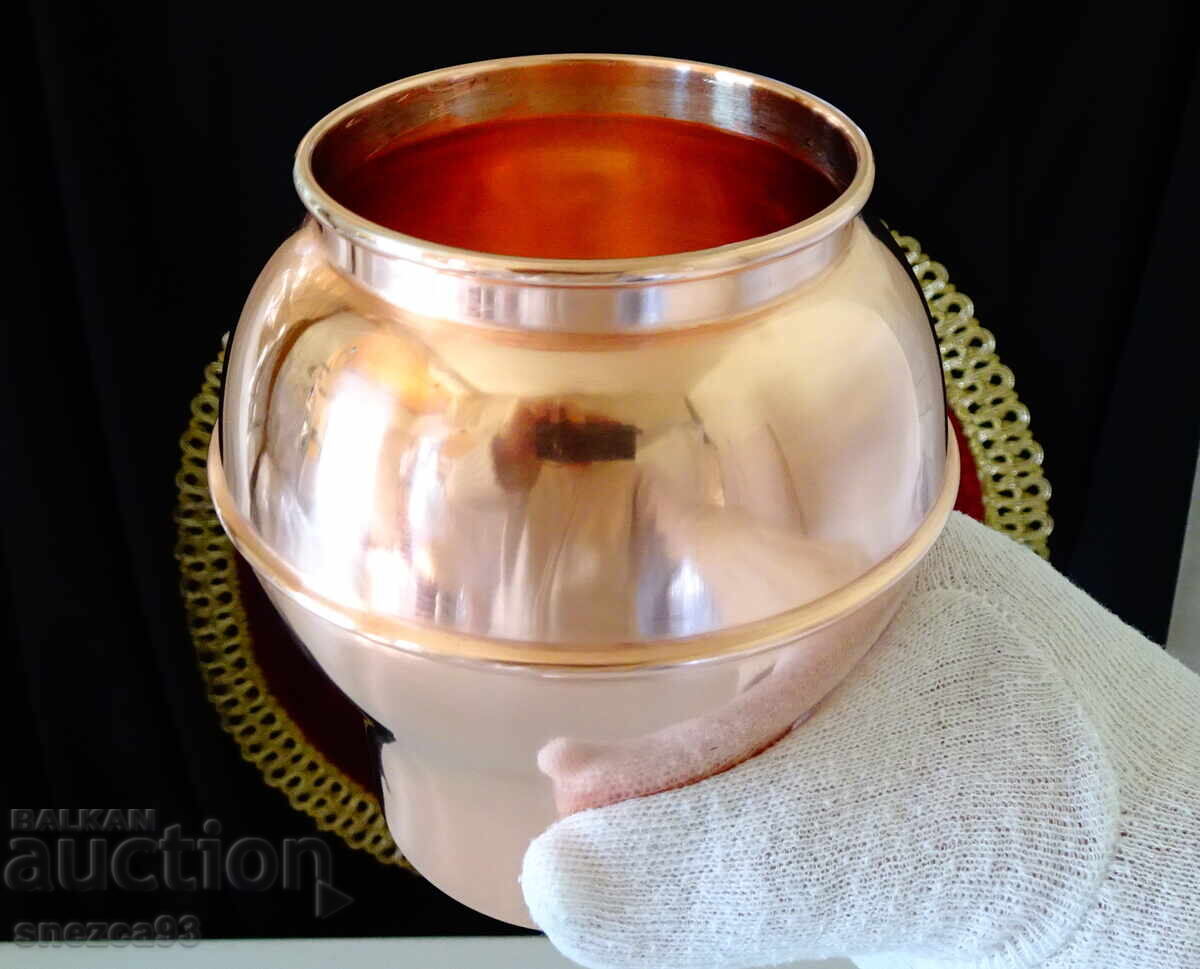 Auction  Swedish copper wine goblet, mug, pure red copper