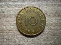 Saarland - 10 franci (1954)