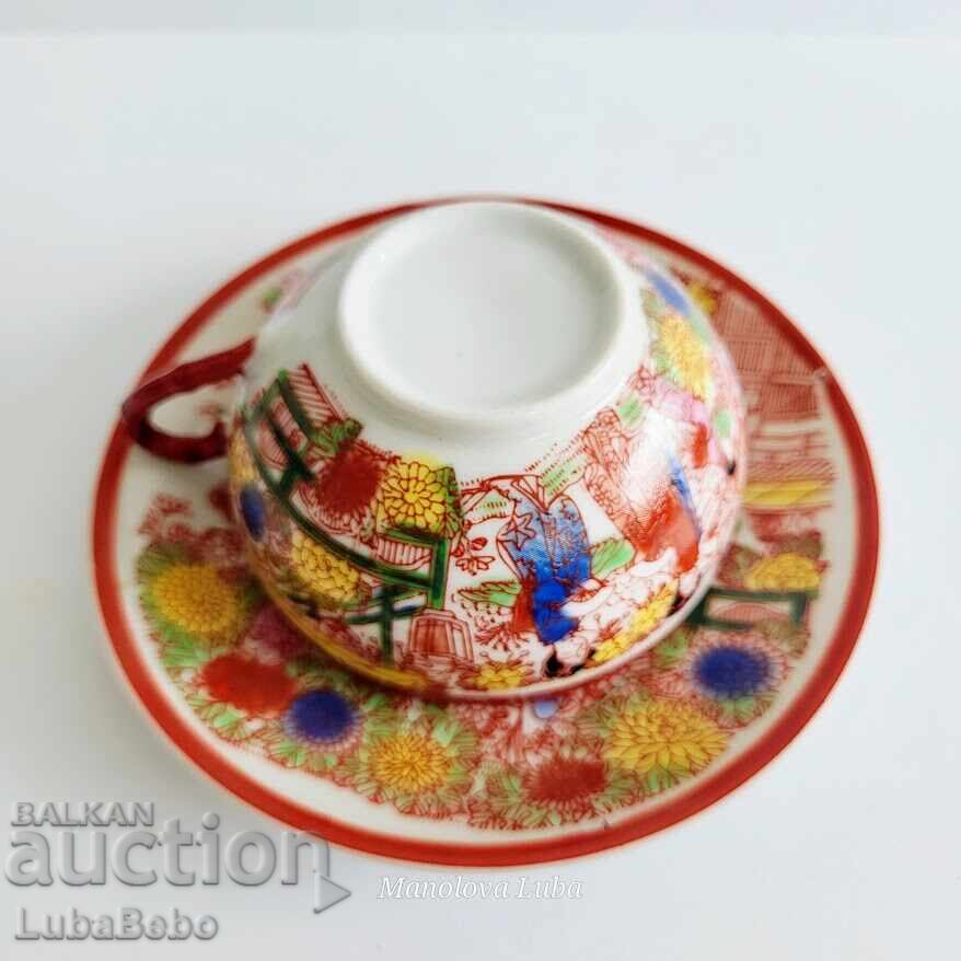 Ceșcuță din porțelan japonez cu farfurioară Kutani - 5