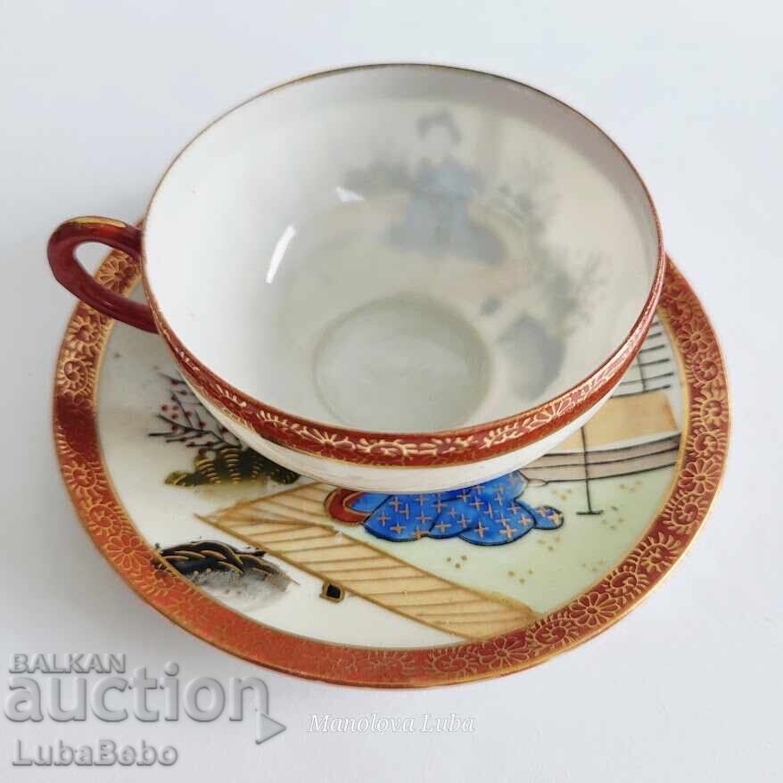 Δημοπρασία Πορσελάνινο φλιτζάνι με πιατάκι Kutani Shoza Δημοπρασία Πορσελάνινο φλιτζάνι με πιατάκι Kutani Shoza