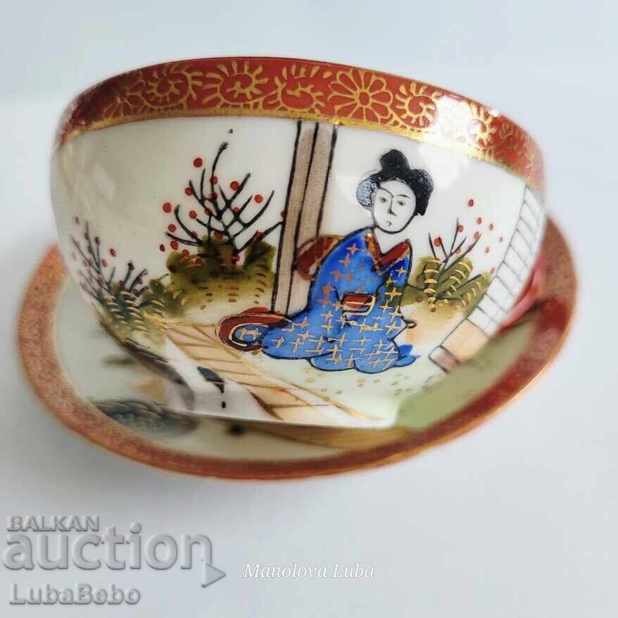 Παράδοση Πορσελάνινο φλιτζάνι με πιατάκι Kutani Shoza Παράδοση Πορσελάνινο φλιτζάνι με πιατάκι Kutani Shoza