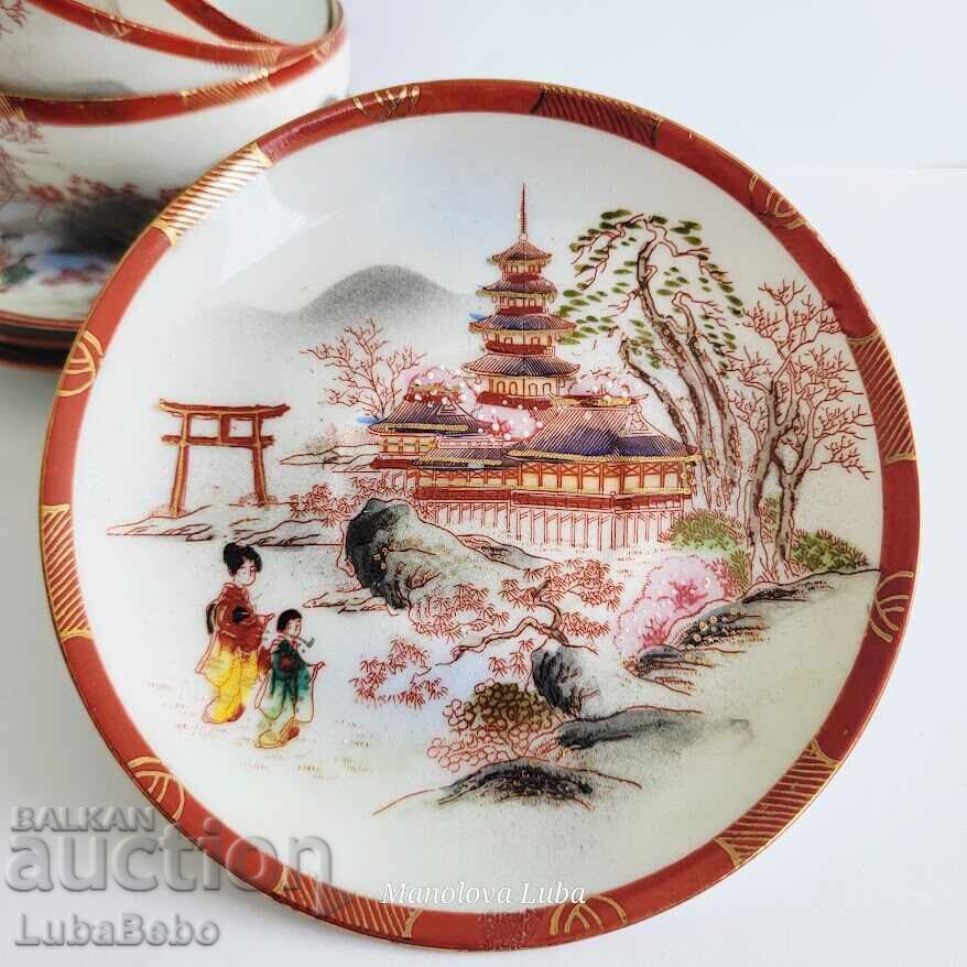 Cești din porțelan japonez cu farfurioare 日本 愛三 - 6 Cești din porțelan japonez cu farfurioare 日本 愛三 - 6