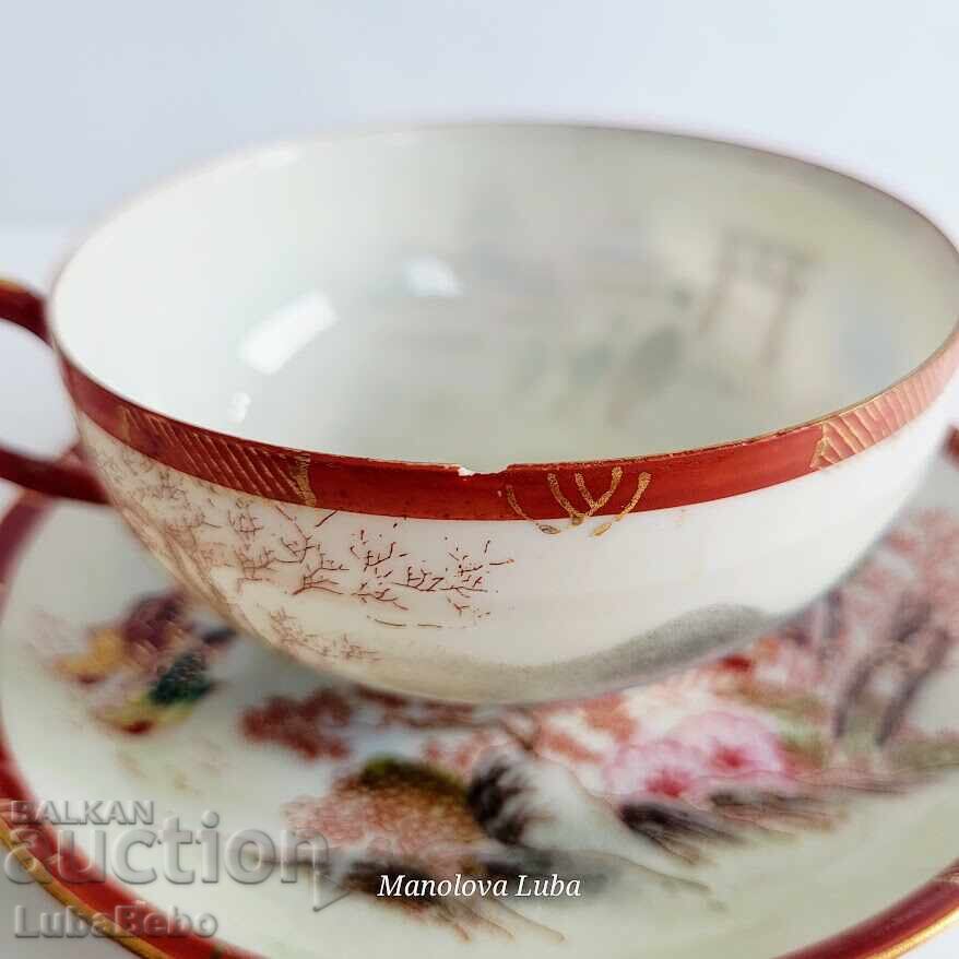 Ιαπωνικό πορσελάνινο φλιτζάνι με πιατάκι 日本 愛三 - 5