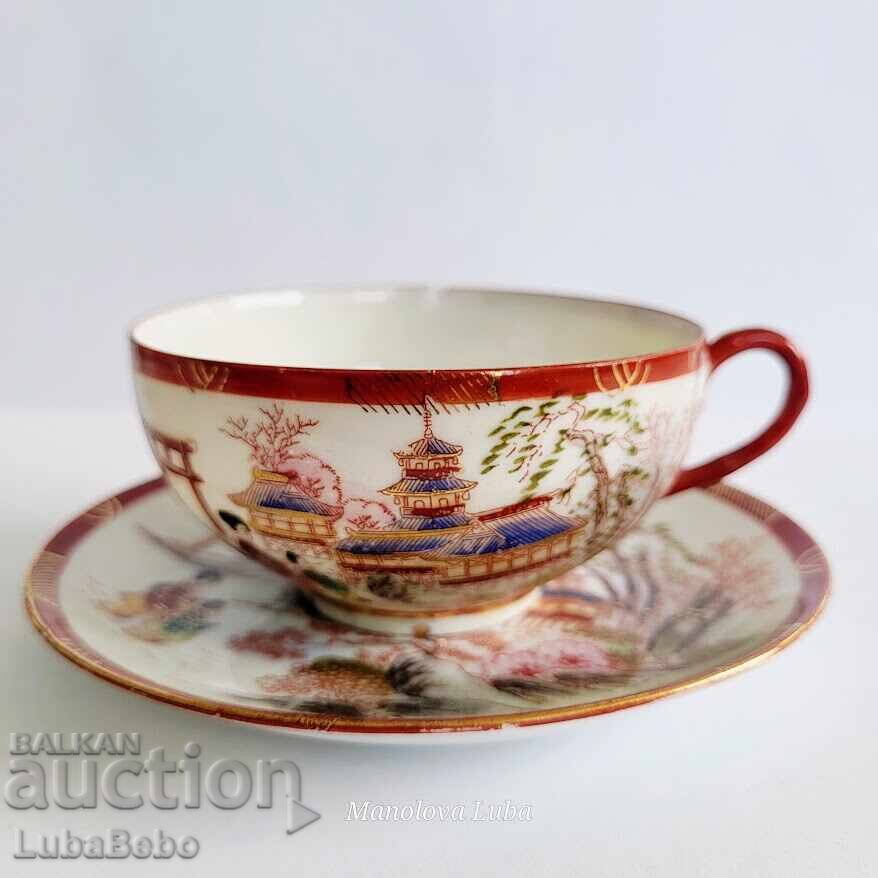 Ιαπωνικό πορσελάνινο φλιτζάνι με πιατάκι 日本 愛三