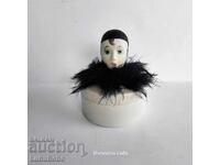 Vintage porcelain jewelry box Pierrot the clown