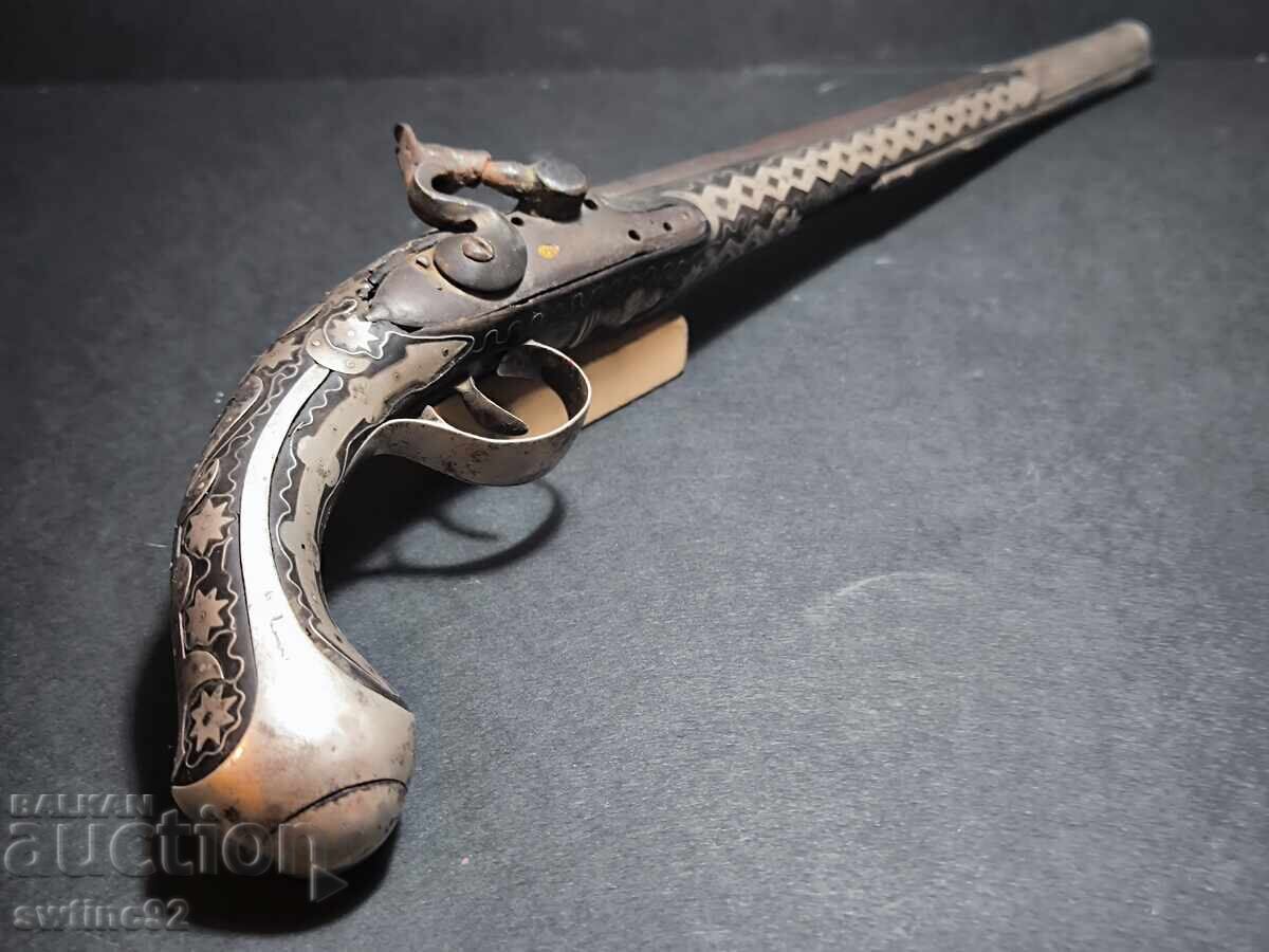 Музеен Турски Османска Империя Паша Пистолет Сребро и Злато - 5