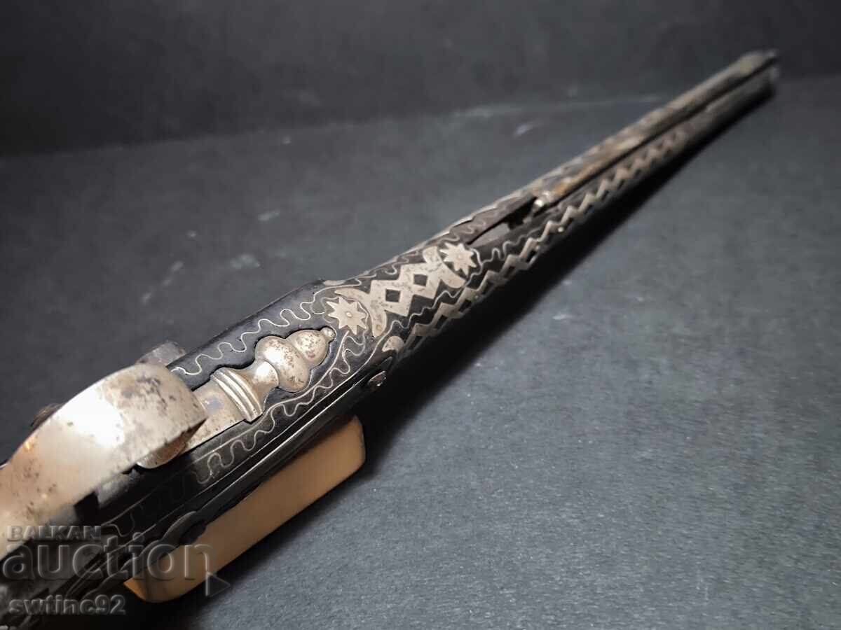 Музеен Турски Османска Империя Паша Пистолет Сребро и Злато - 6