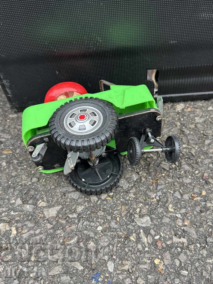 Veche jucărie mecanică metalică japoneză model mașină cowboy - 5