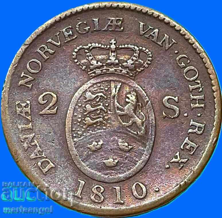 2 скилинга 1810 Дания Фредерик VI - рядка