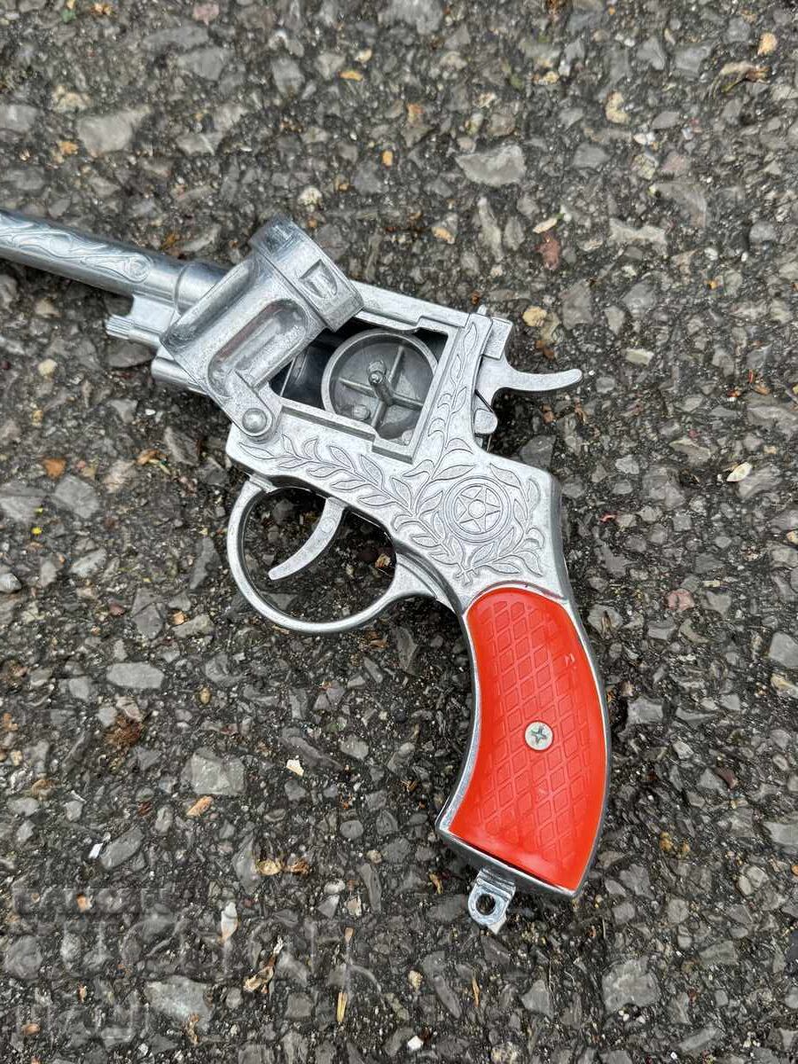 Παράδοση Παλιό Ρωσικό Μεταλλικό παιχνίδι πιστόλι καψυλίων ρεβόλβερ με κουτί