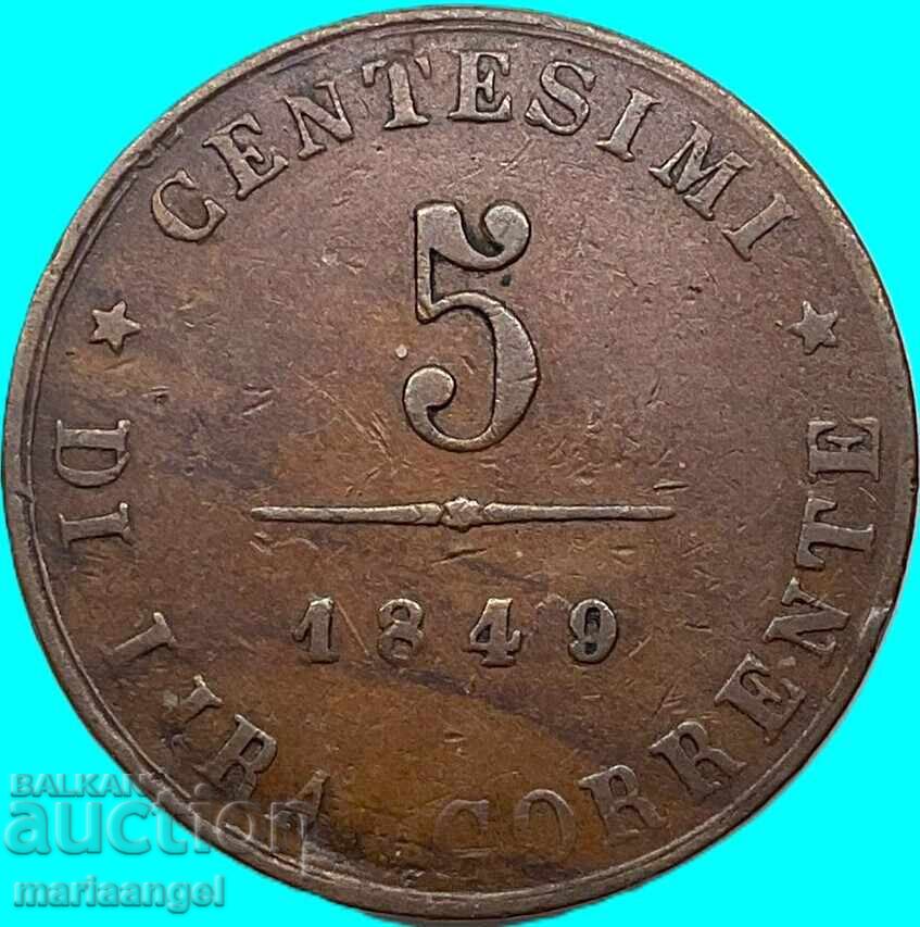 Auction  5 centesimi 1849 Italy Venice "Lion"