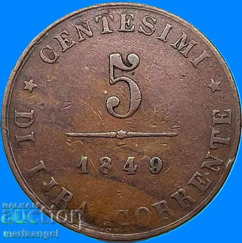 5 centesimi 1849 Italy Venice "Lion" - 6