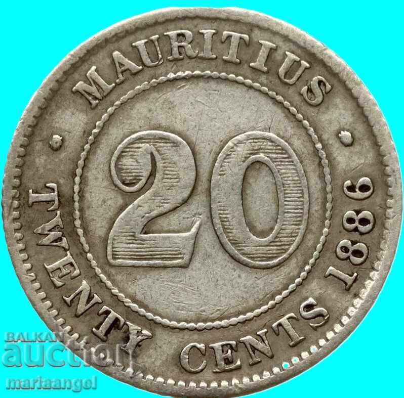 Μαυρίκιος 1886 20 σεντς Βικτώρια αποικιακή Αγγλία ασήμι - 6