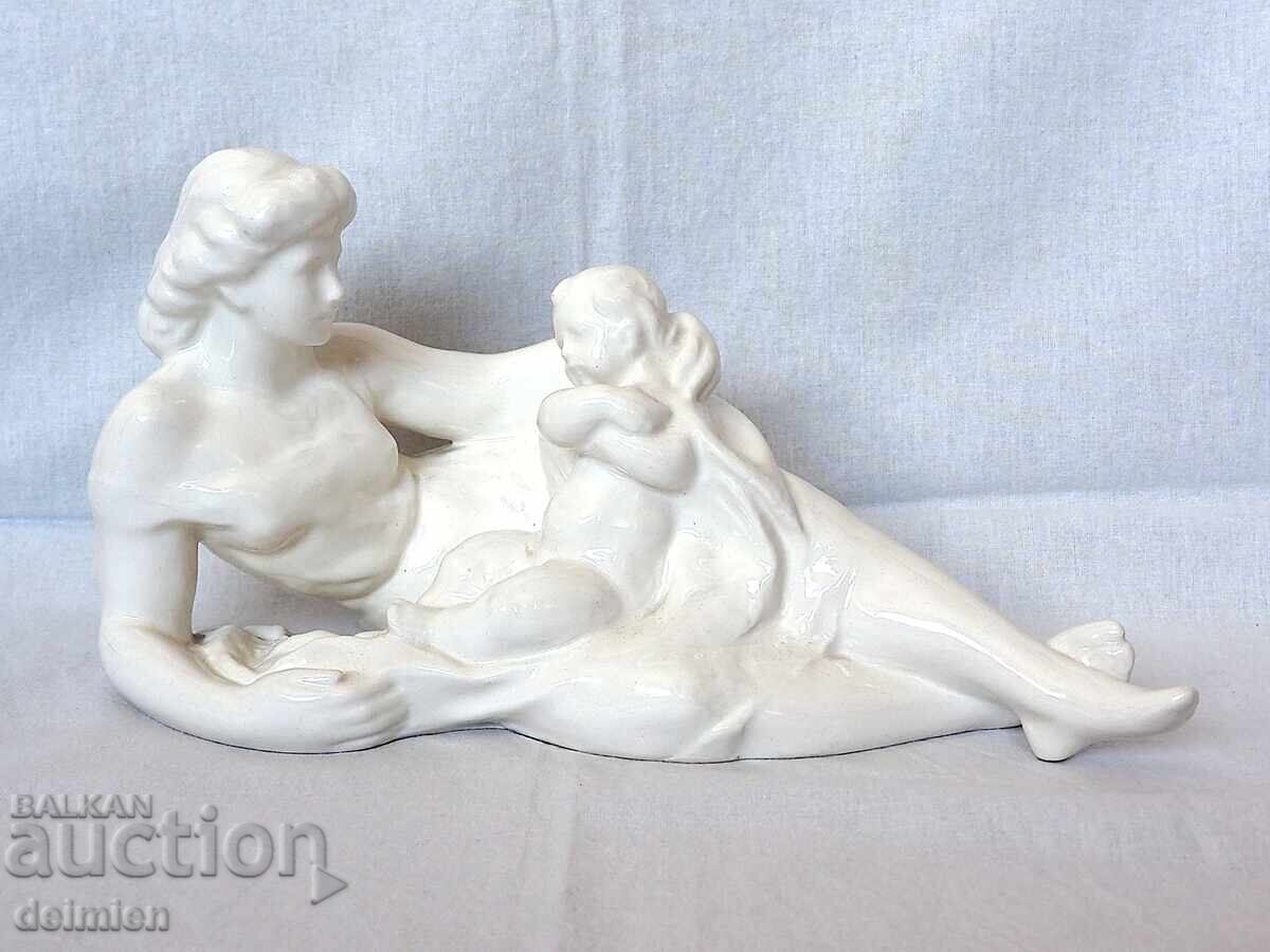 LARGE FAIENCE FIGURE CZECHOSLOVAKIA 1930-1940 JAN FOUS