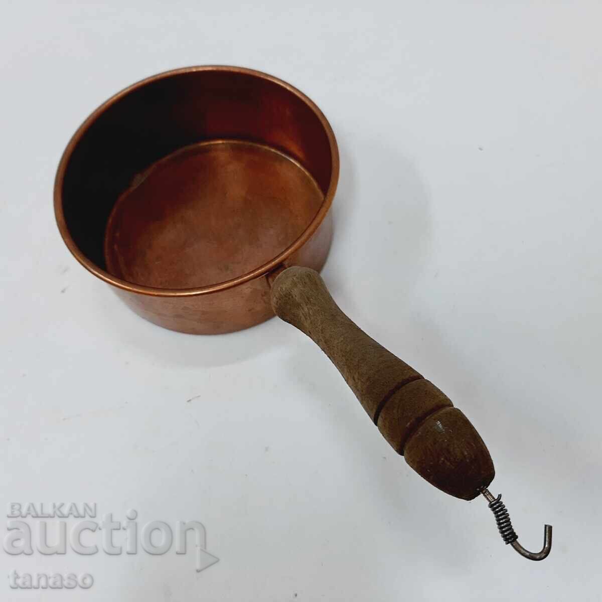 Caserolă mică din cupru cu mâner din lemn (13.3) - 5