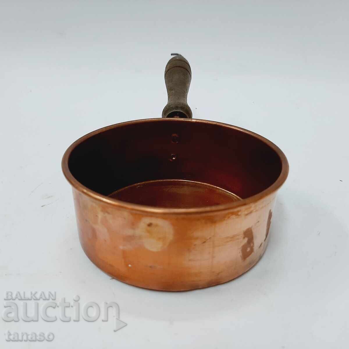 Caserolă mică din cupru cu mâner din lemn (13.3) - 7