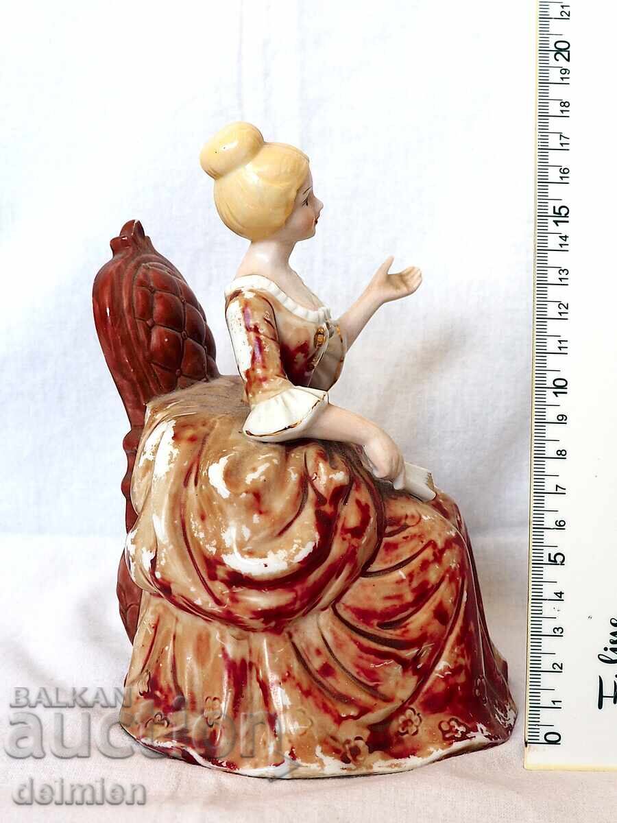 VINTAGE FIGURINE, ENGLAND LARGE PORCELAIN FIGURE, LADY - 5