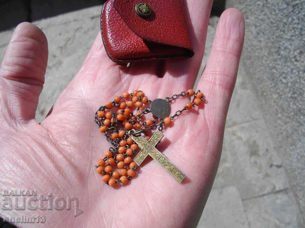 Доставка на СТАРА МОЛИТВЕНА БРОЕНИЦА СРЕБРО КОРАЛИ