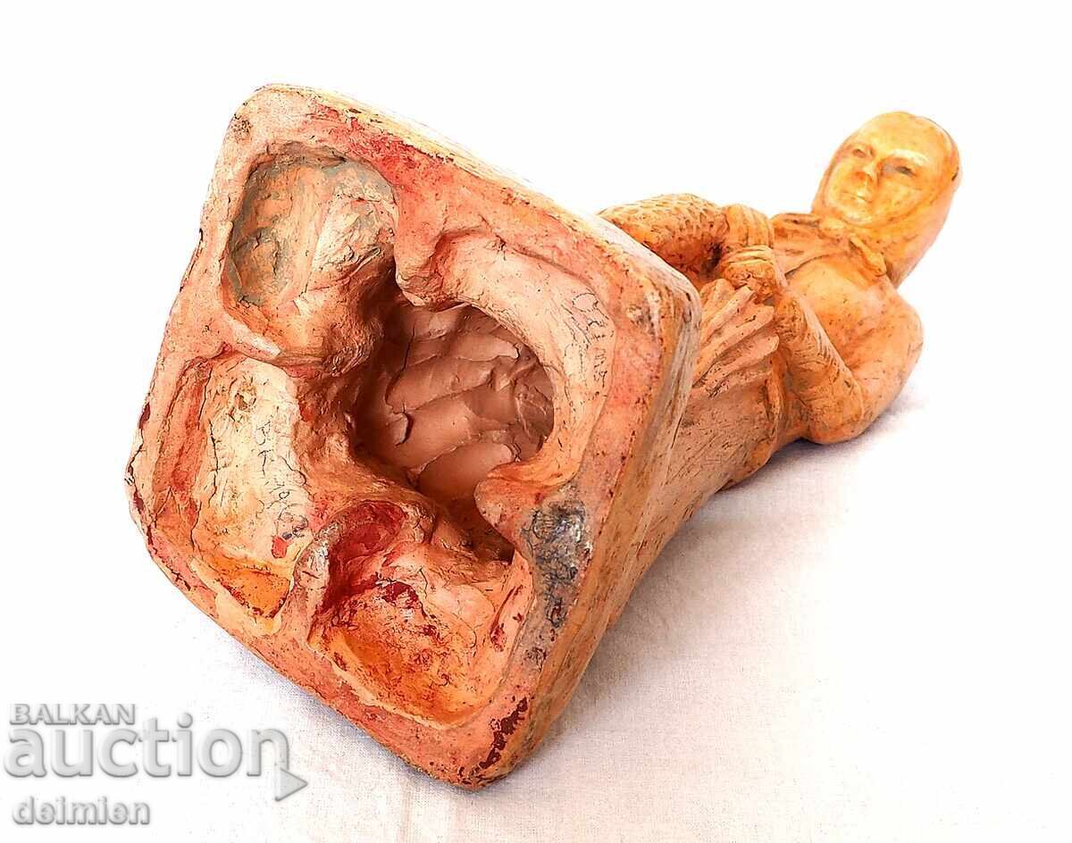 FIGURINĂ MARE DE AUTOR DIN TERACOTĂ, 1968, SEMNATĂ, STATUETĂ - 7