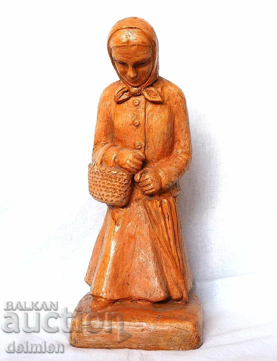 FIGURINĂ MARE DE AUTOR DIN TERACOTĂ, 1968, SEMNATĂ, STATUETĂ