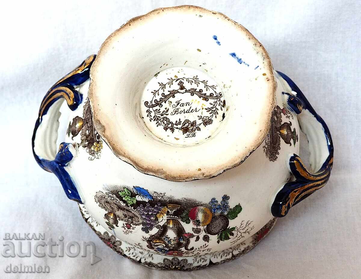Auction  ANTIQUE 1800 BOWL VASE CANDY DISH ENGLAND, HANDMADE