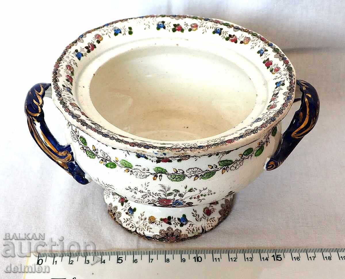 ANTIQUE 1800 BOWL VASE CANDY DISH ENGLAND, HANDMADE - 7