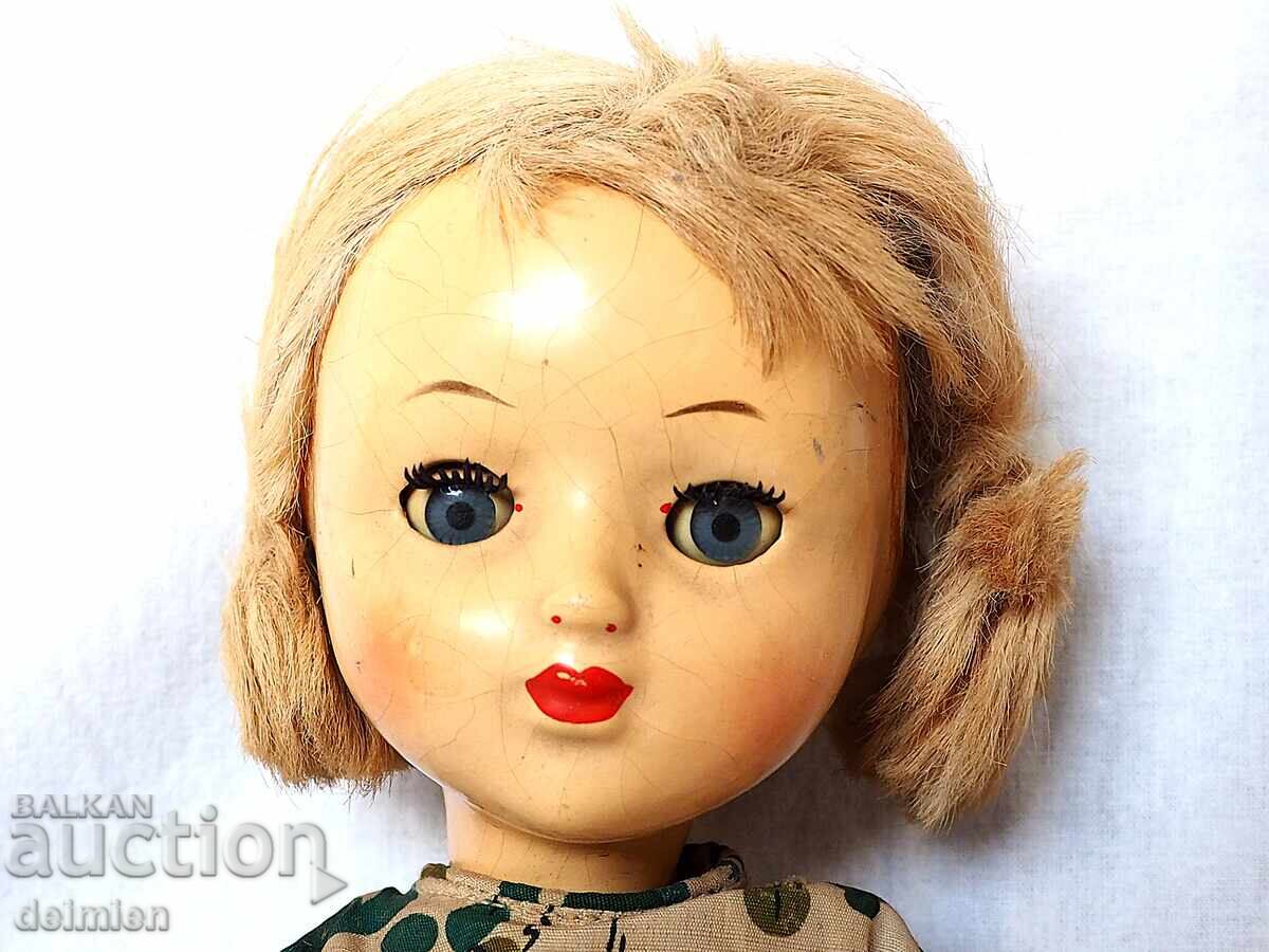 Auction  PAPIER-MÂCHÉ OLD PRE-WAR DOLL 36 CM, ORIGINAL CLOTHES