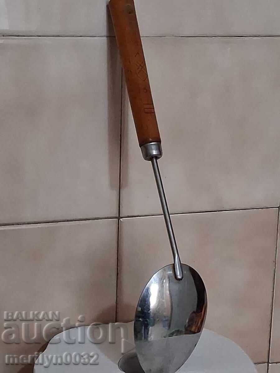 Стара лъжица неръждавейка,черпак късен соц, НРБ